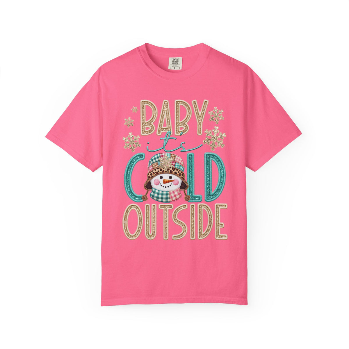 Baby It's Cold Outside Snowman  - Comfort Colors | Trendy Women's T-Shirt. Direct to Garment. Printed & Shipped in the USA. Unisex Sizes.