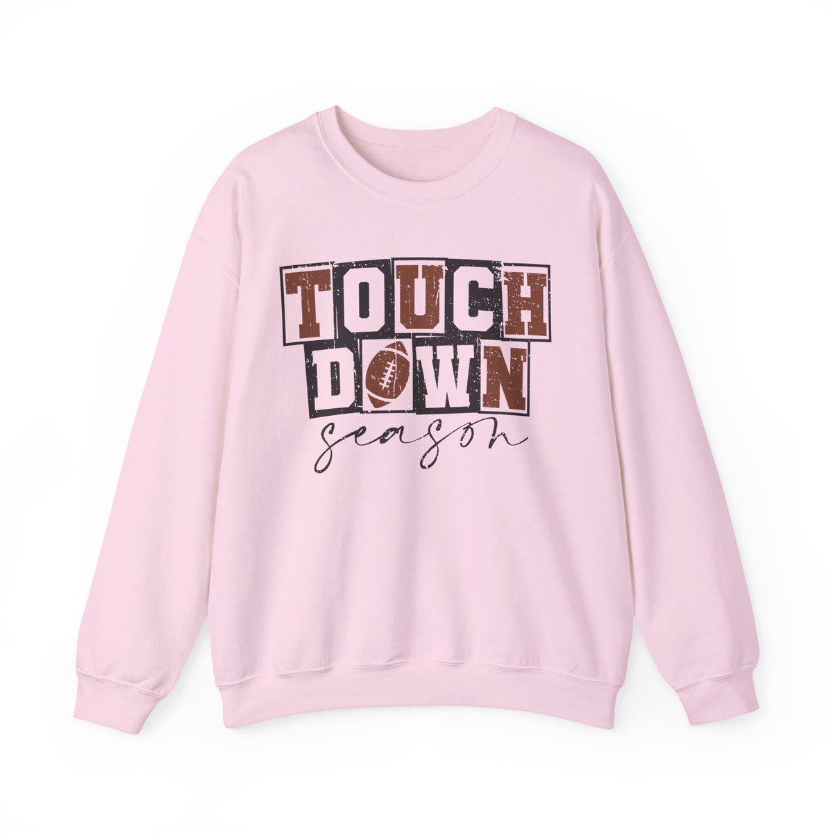 Touchdown Season - Distressed – Gildan Heavy Blend | Trendy Men's and Women’s Soft Sweatshirt. Direct to Garment. Printed & Shipped in the USA. Unisex Sizes.