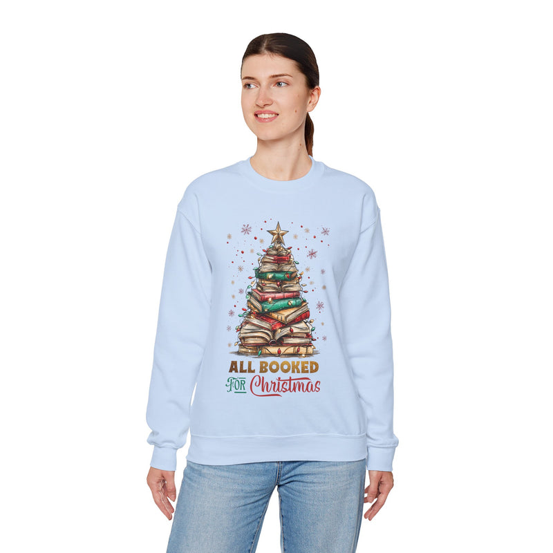 All Booked For Christmas – Gildan Heavy Blend | Trendy Women’s Soft Sweatshirt. Direct to Garment. Printed & Shipped in the USA. Unisex Sizes.