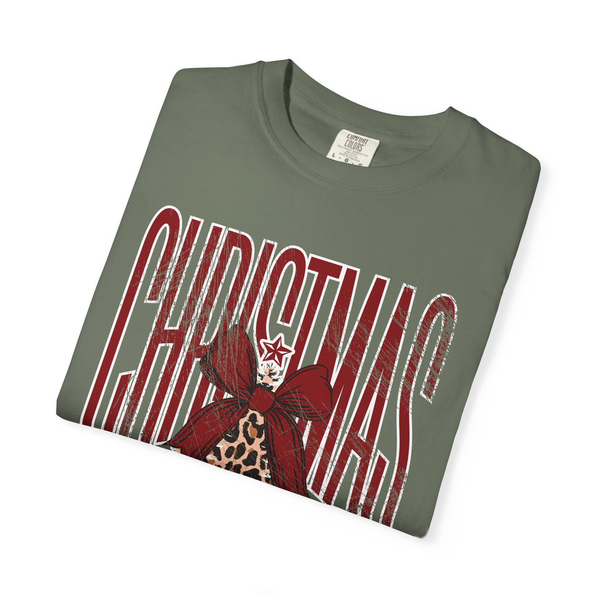 Christmas Season Leopard Tree  - Comfort Colors | Trendy Women's T-Shirt. Direct to Garment. Printed & Shipped in the USA. Unisex Sizes.