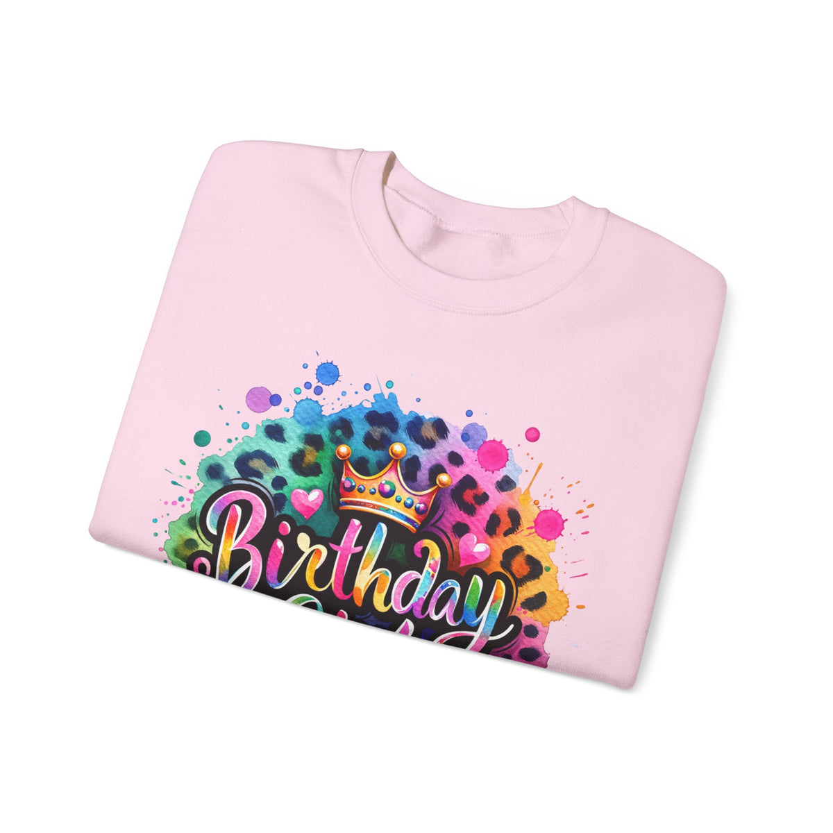 Birthday Girl, Neon Leopard – Gildan Heavy Blend | Trendy Women’s Soft Sweatshirt. Direct to Garment. Printed & Shipped in the USA. Unisex Sizes.