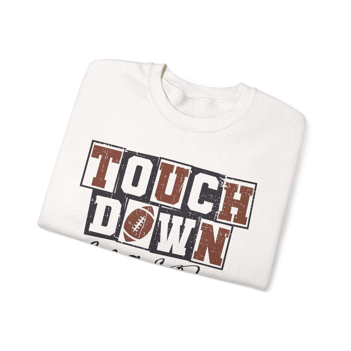 Touchdown Season - Distressed – Gildan Heavy Blend | Trendy Men's and Women’s Soft Sweatshirt. Direct to Garment. Printed & Shipped in the USA. Unisex Sizes.