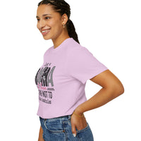 Just a Mama Out Here Trying Not To Raise Assholes - Comfort Colors | Trendy Women's T-Shirt. Direct to Garment. Printed & Shipped in the USA. Unisex Sizes.
