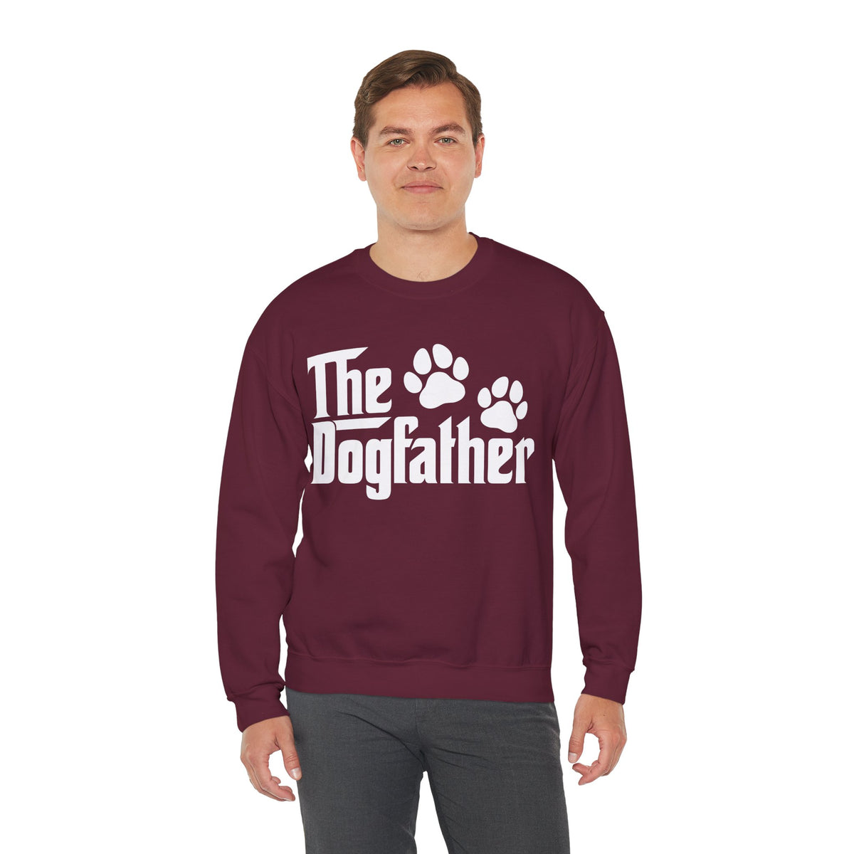 The DogFather – Gildan Heavy Blend | Trendy Men's Soft Sweatshirt. Direct to Garment. Printed & Shipped in the USA. Unisex Sizes.