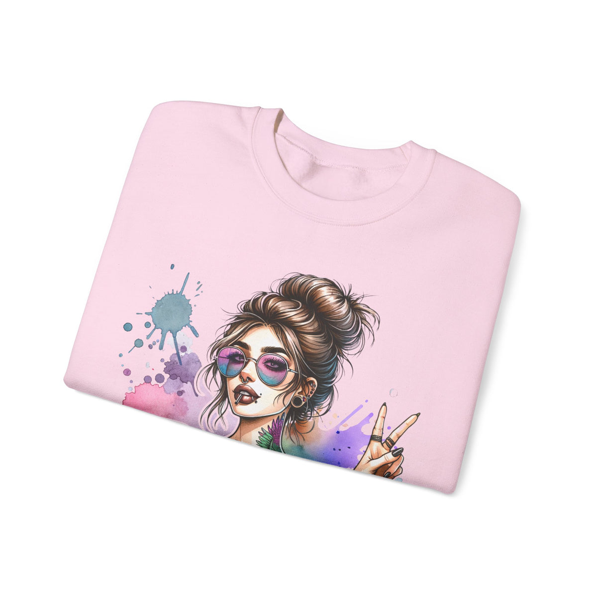 Cool Mombie with Coffee Peace Tattoo - Tired Mom – Gildan Heavy Blend | Trendy Women’s Soft Sweatshirt. Direct to Garment. Printed & Shipped in the USA. Unisex Sizes.