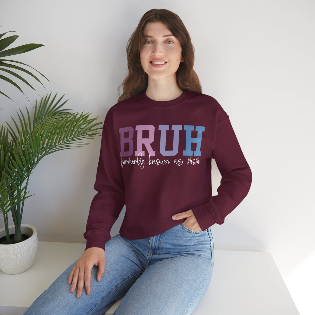 BRUH Formerly Known As Mom – Gildan Heavy Blend | Trendy Women’s Soft Sweatshirt. Direct to Garment. Printed & Shipped in the USA. Unisex Sizes.
