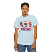 Dachshund Through the Snow - Comfort Colors | Trendy Women's T-Shirt. Direct to Garment. Printed & Shipped in the USA. Unisex Sizes.