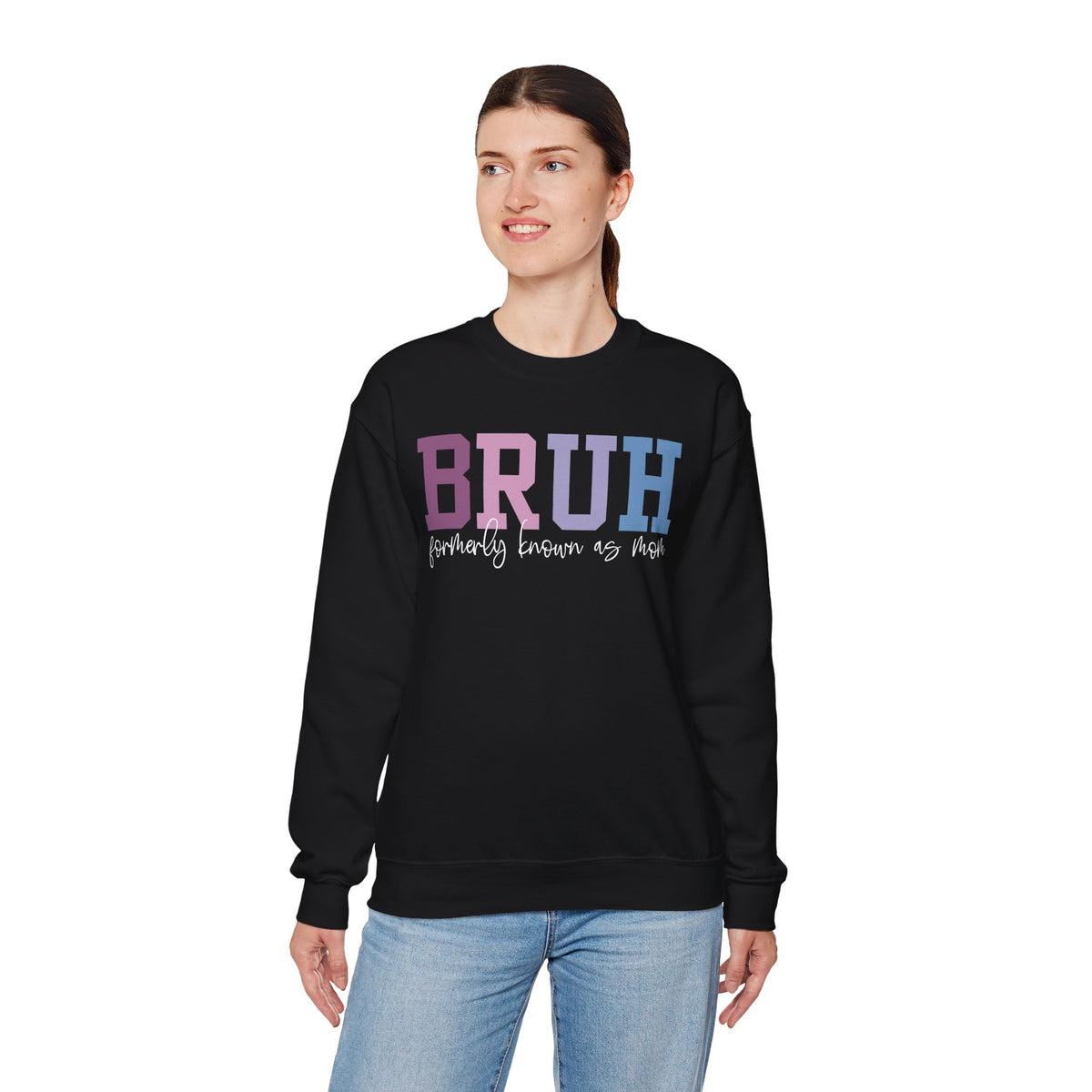 BRUH Formerly Known As Mom – Gildan Heavy Blend | Trendy Women’s Soft Sweatshirt. Direct to Garment. Printed & Shipped in the USA. Unisex Sizes.