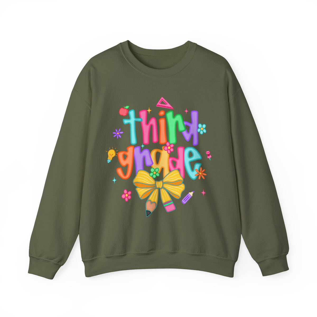 Coquette Third Grade Pencil Bow – Gildan Heavy Blend | Trendy Women’s Soft Sweatshirt. Direct to Garment. Printed & Shipped in the USA. Unisex Sizes.