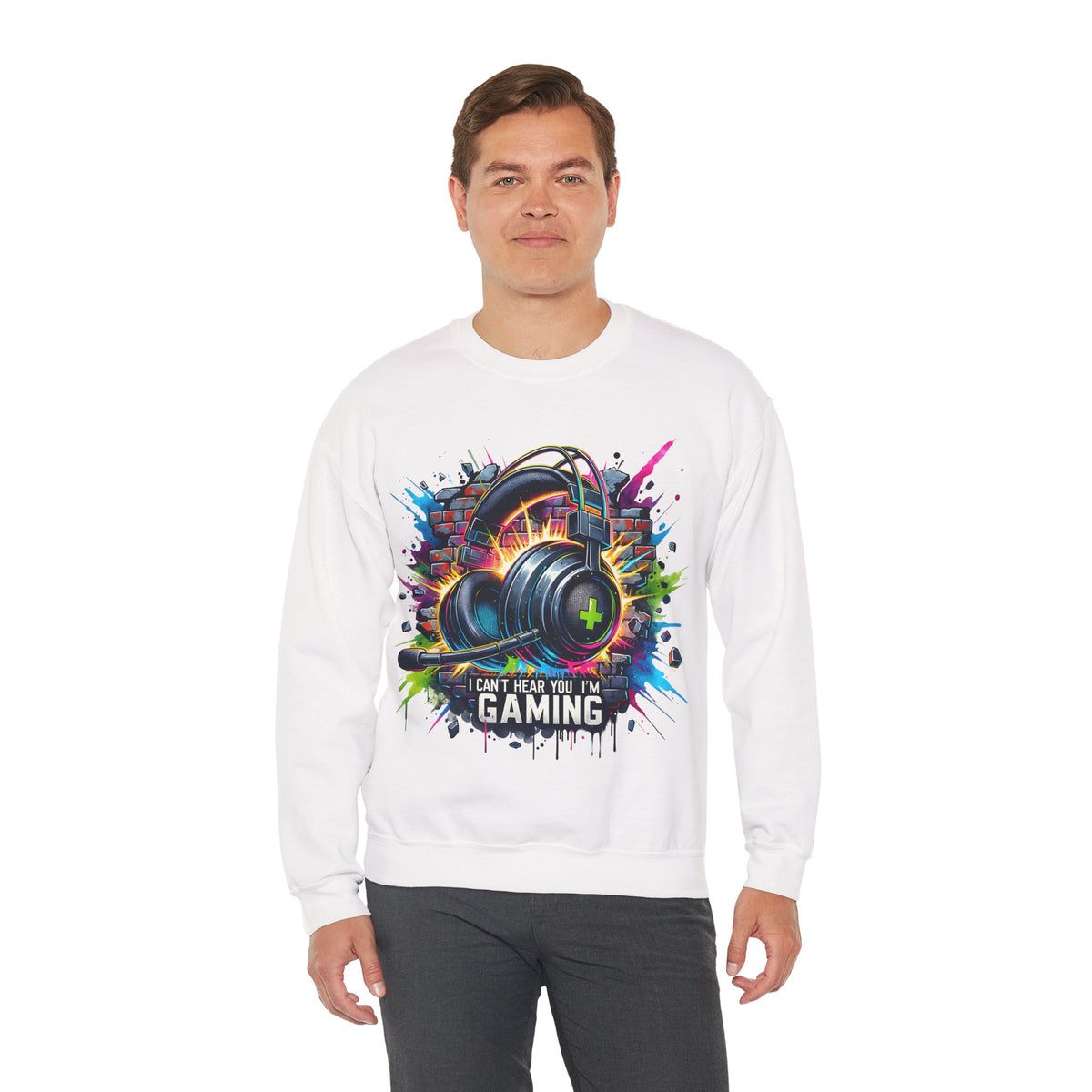Gaming Headset I Can't Hear You, I'm Gaming – Gildan Heavy Blend | Trendy Women’s and Men's Soft Sweatshirt. Direct to Garment. Printed & Shipped in the USA. Unisex Sizes.