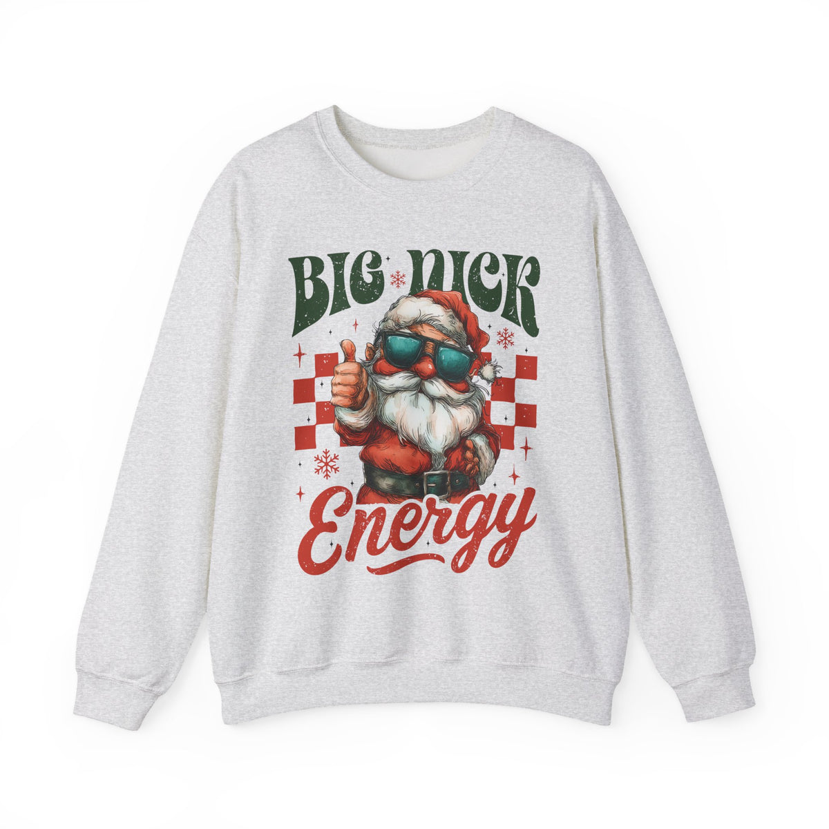 Big Nick Energy - Retro Santa Thumbs Up – Gildan Heavy Blend | Trendy Men's and Women’s Soft Sweatshirt. Direct to Garment. Printed & Shipped in the USA. Unisex Sizes.