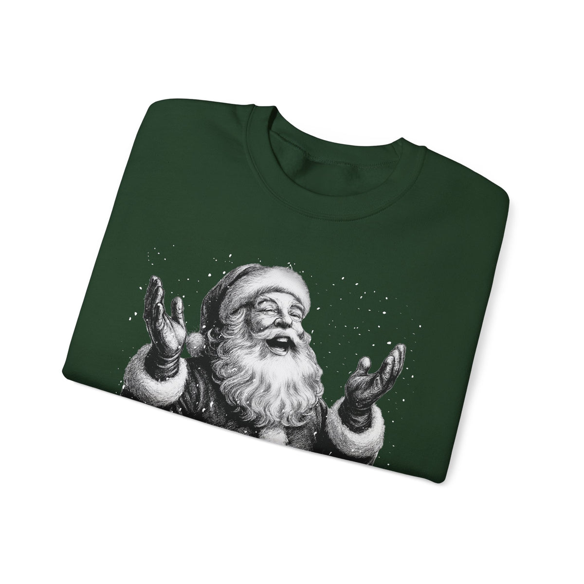 Joyful Santa - Black and White Vintage – Gildan Heavy Blend | Trendy Women’s and Men's Soft Sweatshirt. Direct to Garment. Printed & Shipped in the USA. Unisex Sizes.