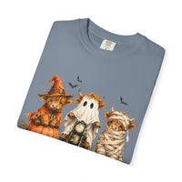 Highland Cows Halloween Costumes - Comfort Colors | Trendy Women's T-Shirt. Direct to Garment. Printed & Shipped in the USA. Unisex Sizes.
