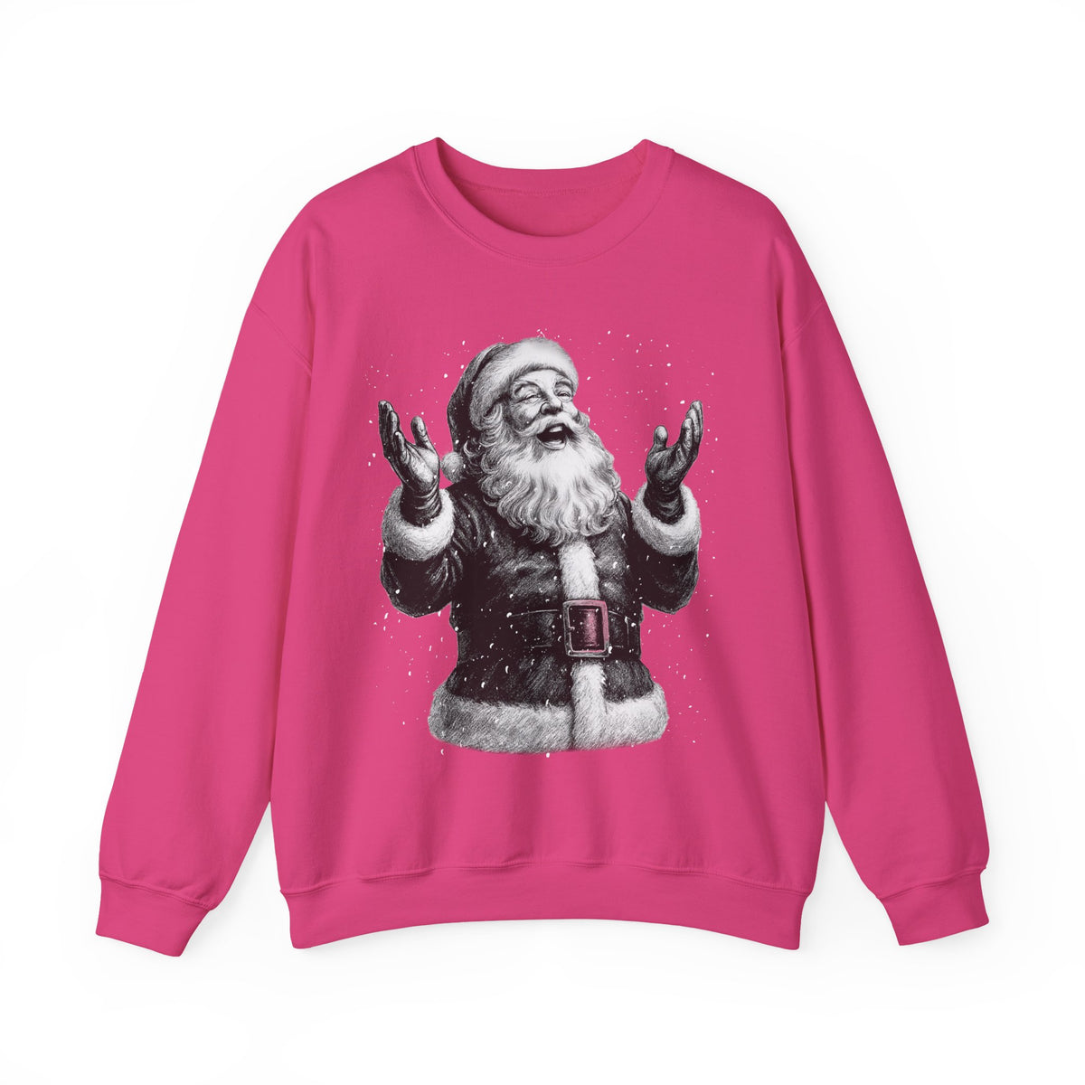 Joyful Santa - Black and White Vintage – Gildan Heavy Blend | Trendy Women’s and Men's Soft Sweatshirt. Direct to Garment. Printed & Shipped in the USA. Unisex Sizes.