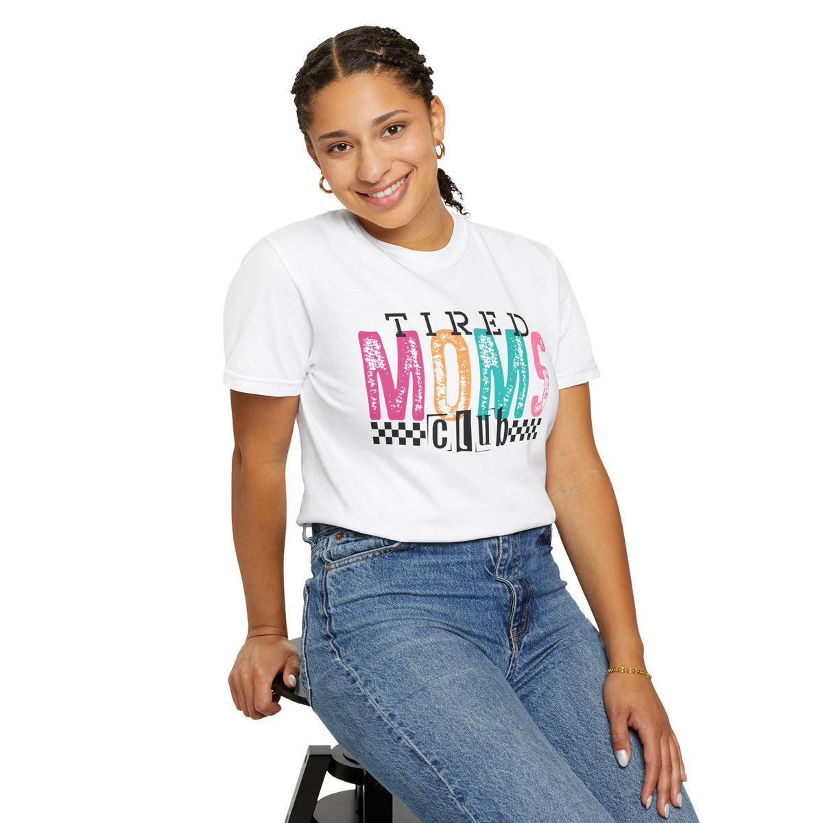 Tired Moms Club Pastel - Comfort Colors | Trendy Women's T-Shirt. Direct to Garment. Printed & Shipped in the USA. Unisex Sizes.