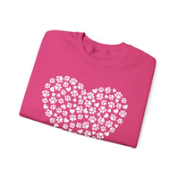 Dog Paw Heart – Gildan Heavy Blend | Trendy Women’s Soft Sweatshirt. Direct to Garment. Printed & Shipped in the USA. Unisex Sizes.