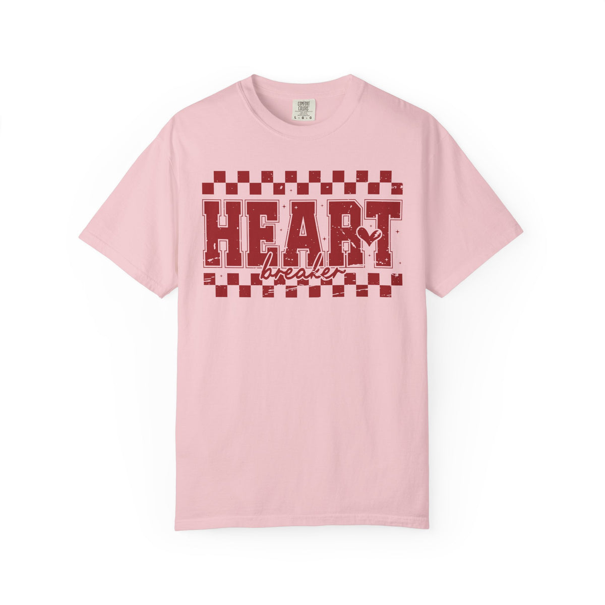 Heart Breaker, Red Checkered Distressed - Comfort Colors | Trendy Women's T-Shirt. Direct to Garment. Printed & Shipped in the USA. Unisex Sizes.