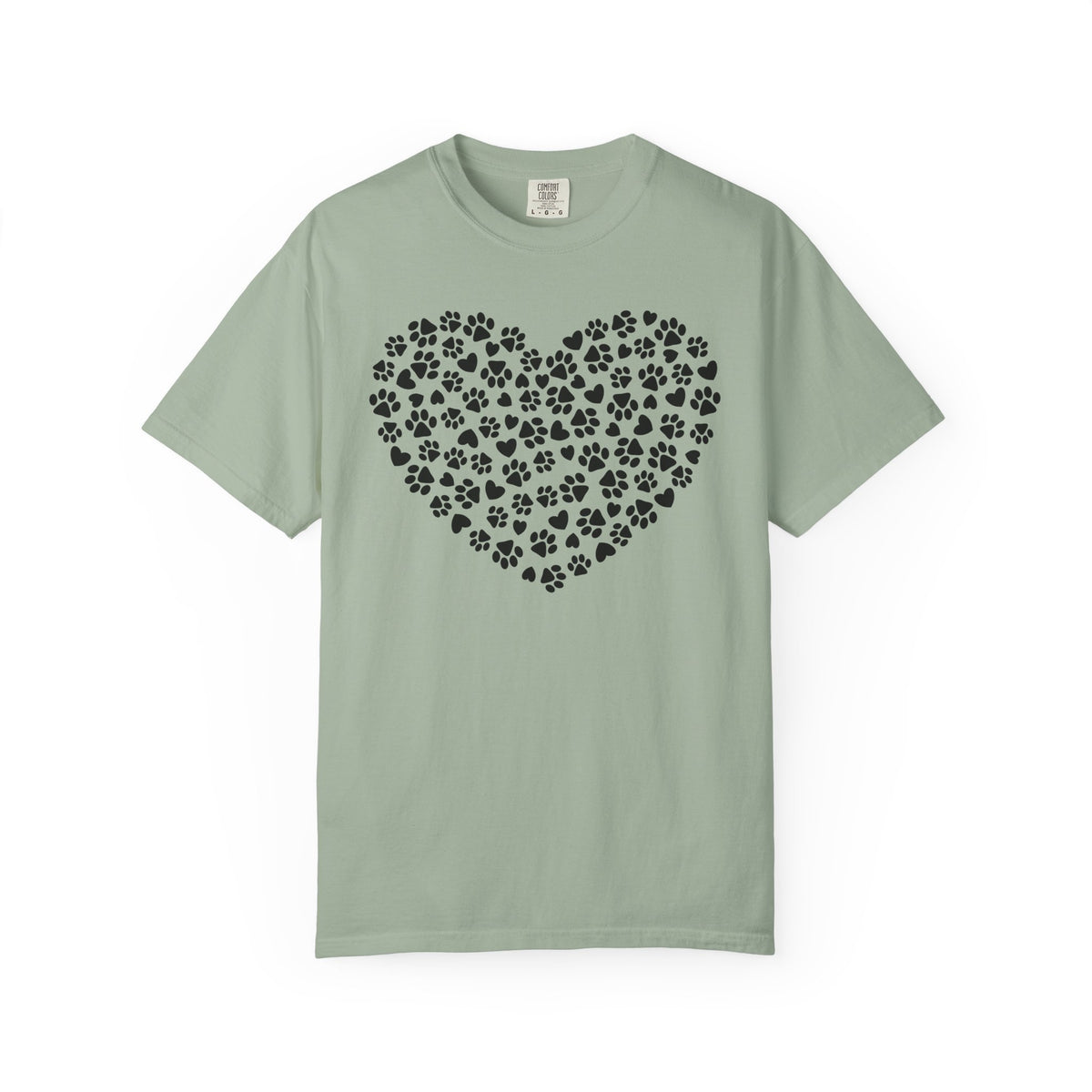 Dog Paw Heart - Comfort Colors | Trendy Women's T-Shirt. Direct to Garment. Printed & Shipped in the USA. Unisex Sizes.