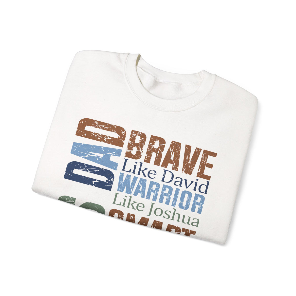 He is Dad: Brave, Warrior, Smart, Wise, Christian Father - Bible Faith – Gildan Heavy Blend | Trendy Men's Soft Sweatshirt. Direct to Garment. Printed & Shipped in the USA. Unisex Sizes.