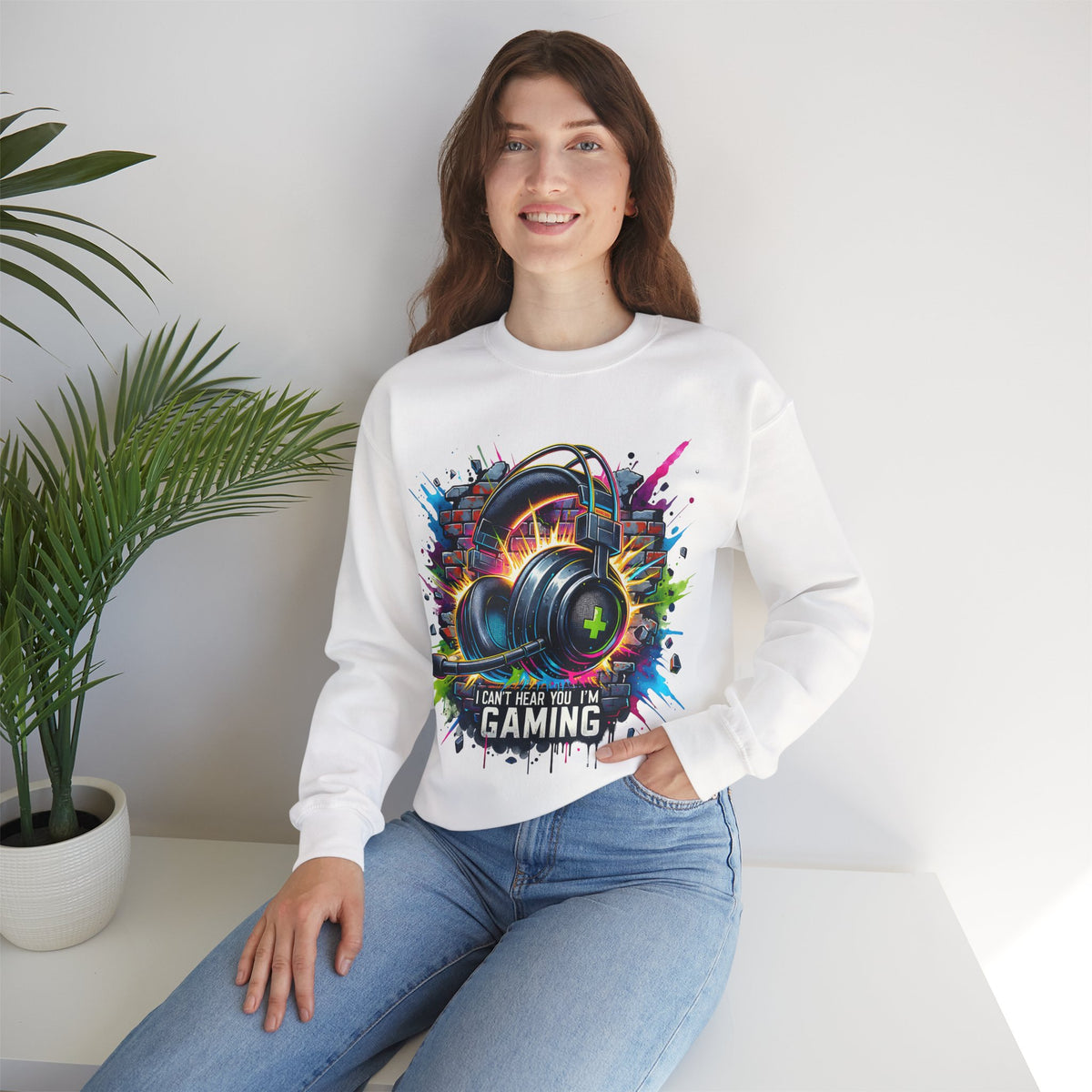 Gaming Headset I Can't Hear You, I'm Gaming – Gildan Heavy Blend | Trendy Women’s and Men's Soft Sweatshirt. Direct to Garment. Printed & Shipped in the USA. Unisex Sizes.