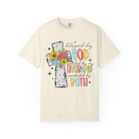 Blessed by God, Spoiled by Husband, Protect by Both - Comfort Colors | Trendy Women's T-Shirt. Direct to Garment. Printed & Shipped in the USA. Unisex Sizes.