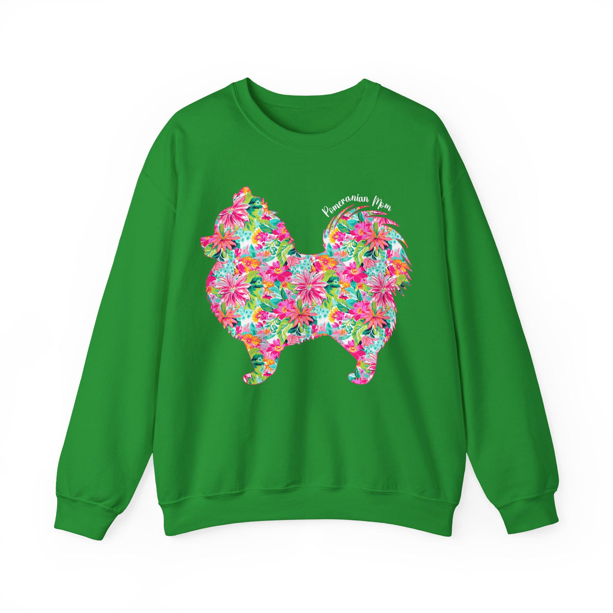 Pomeranian Mom, Floral – Gildan Heavy Blend | Trendy Women’s Soft Sweatshirt. Direct to Garment. Printed & Shipped in the USA. Unisex Sizes.
