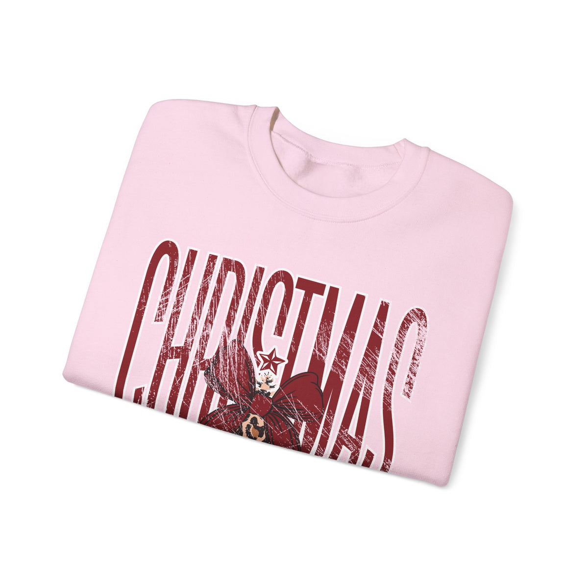 Christmas Season Leopard Tree Distressed – Gildan Heavy Blend | Trendy Women’s Soft Sweatshirt. Direct to Garment. Printed & Shipped in the USA. Unisex Sizes.