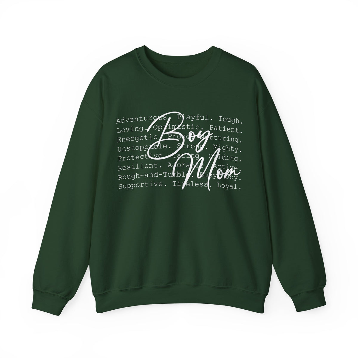 Boy Mom Typography – Gildan Heavy Blend | Trendy Women’s Soft Sweatshirt. Direct to Garment. Printed & Shipped in the USA. Unisex Sizes.