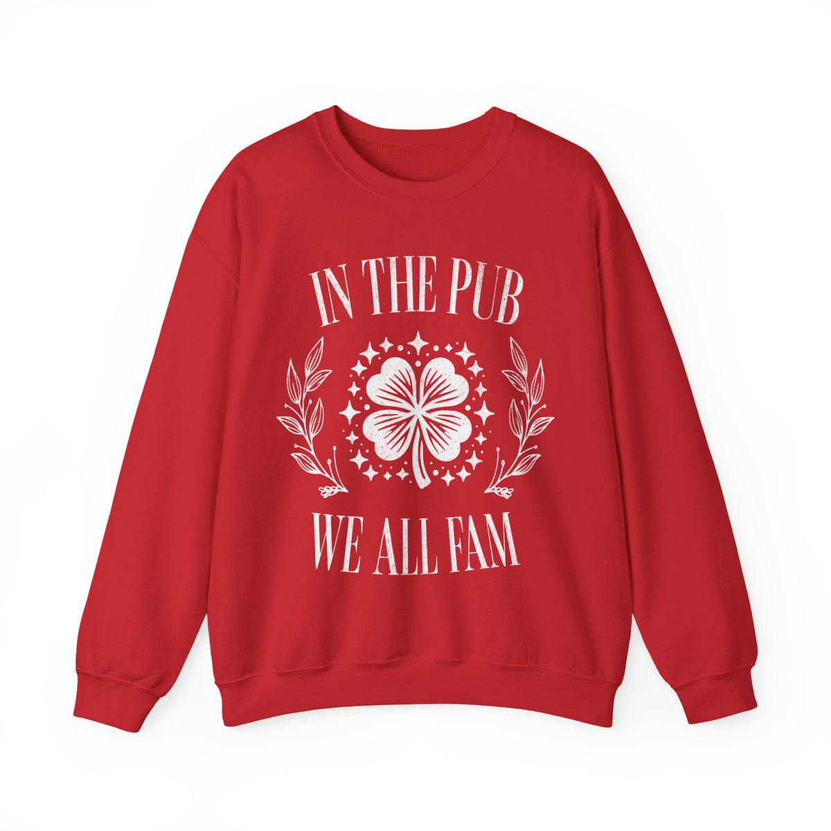 In the Pub We All Fam, Vintage – Gildan Heavy Blend | Trendy Women’s and Men's Soft Sweatshirt. Direct to Garment. Printed & Shipped in the USA. Unisex Sizes.