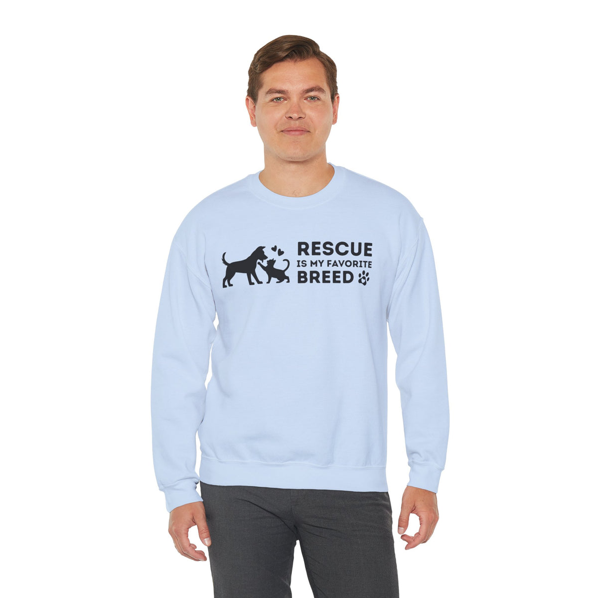 Rescue Is My Favorite Breed *This Shirt Saves Lives* – Gildan Heavy Blend | Trendy Men's and Women’s Soft Sweatshirt. Direct to Garment. Printed & Shipped in the USA. Unisex Sizes.