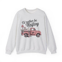 I'd Rather Be Thrifting. Pink Vintage Truck – Gildan Heavy Blend | Trendy Women’s Soft Sweatshirt. Direct to Garment. Printed & Shipped in the USA. Unisex Sizes.