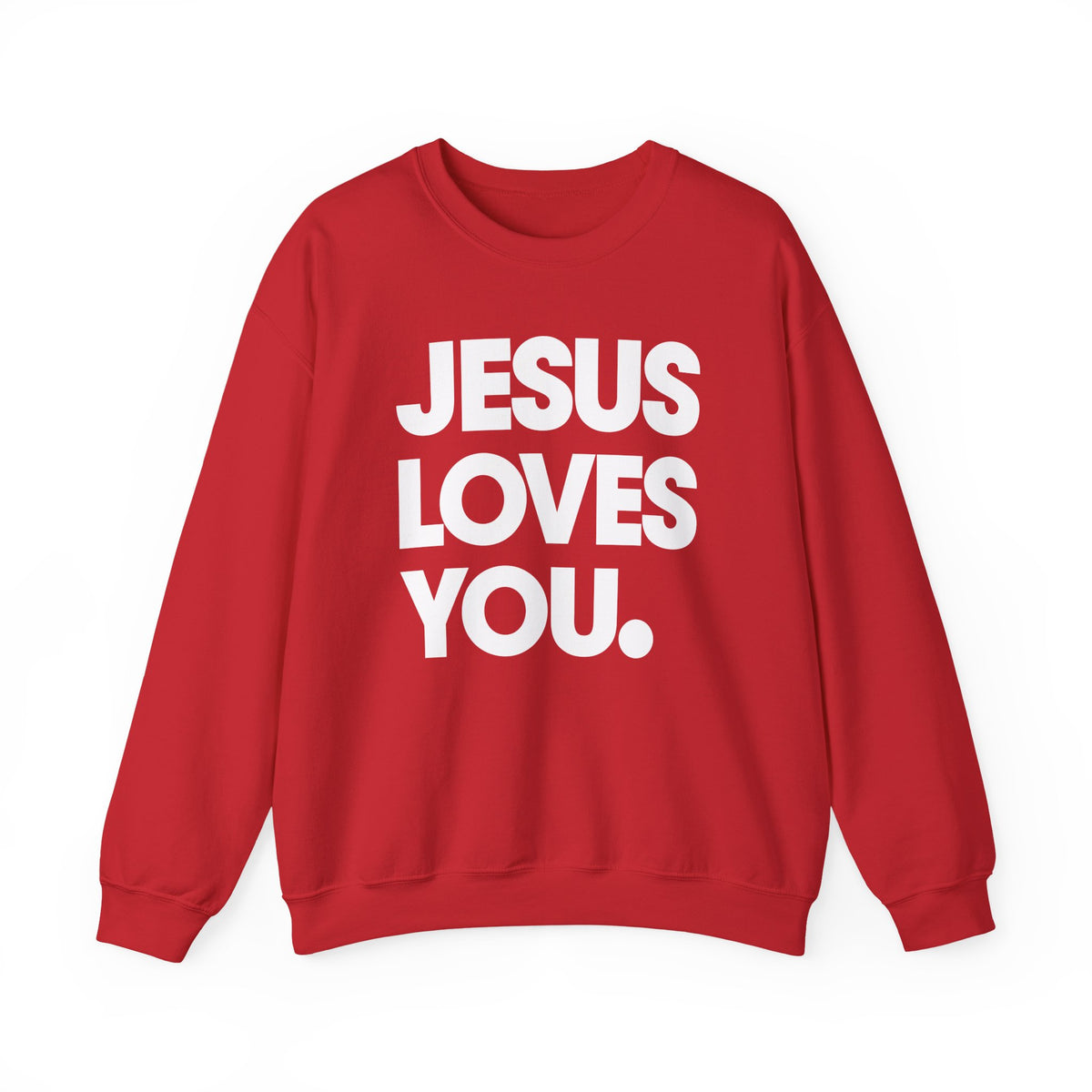 Jesus Loves You – Gildan Heavy Blend | Trendy Women’s and Men's Soft Sweatshirt. Direct to Garment. Printed & Shipped in the USA. Unisex Sizes.