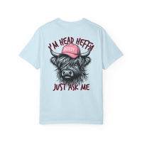 Head Heffa Highland Cow, Front & Back Print - Comfort Colors | Trendy Women's T-Shirt. Direct to Garment. Printed & Shipped in the USA. Unisex Sizes.
