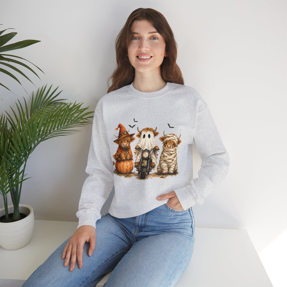 Highland Cows Halloween Costumes– Gildan Heavy Blend | Trendy Women’s Soft Sweatshirt. Direct to Garment. Printed & Shipped in the USA. Unisex Sizes.