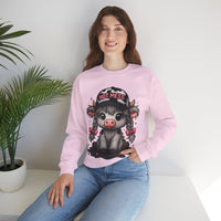 Cute Highland Cow 'Hot Mess' In Braids – Gildan Heavy Blend | Trendy Women’s Soft Sweatshirt. Direct to Garment. Printed & Shipped in the USA. Unisex Sizes.