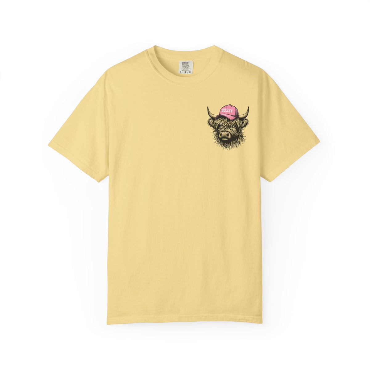 Head Heffa Highland Cow, Front & Back Print - Comfort Colors | Trendy Women's T-Shirt. Direct to Garment. Printed & Shipped in the USA. Unisex Sizes.