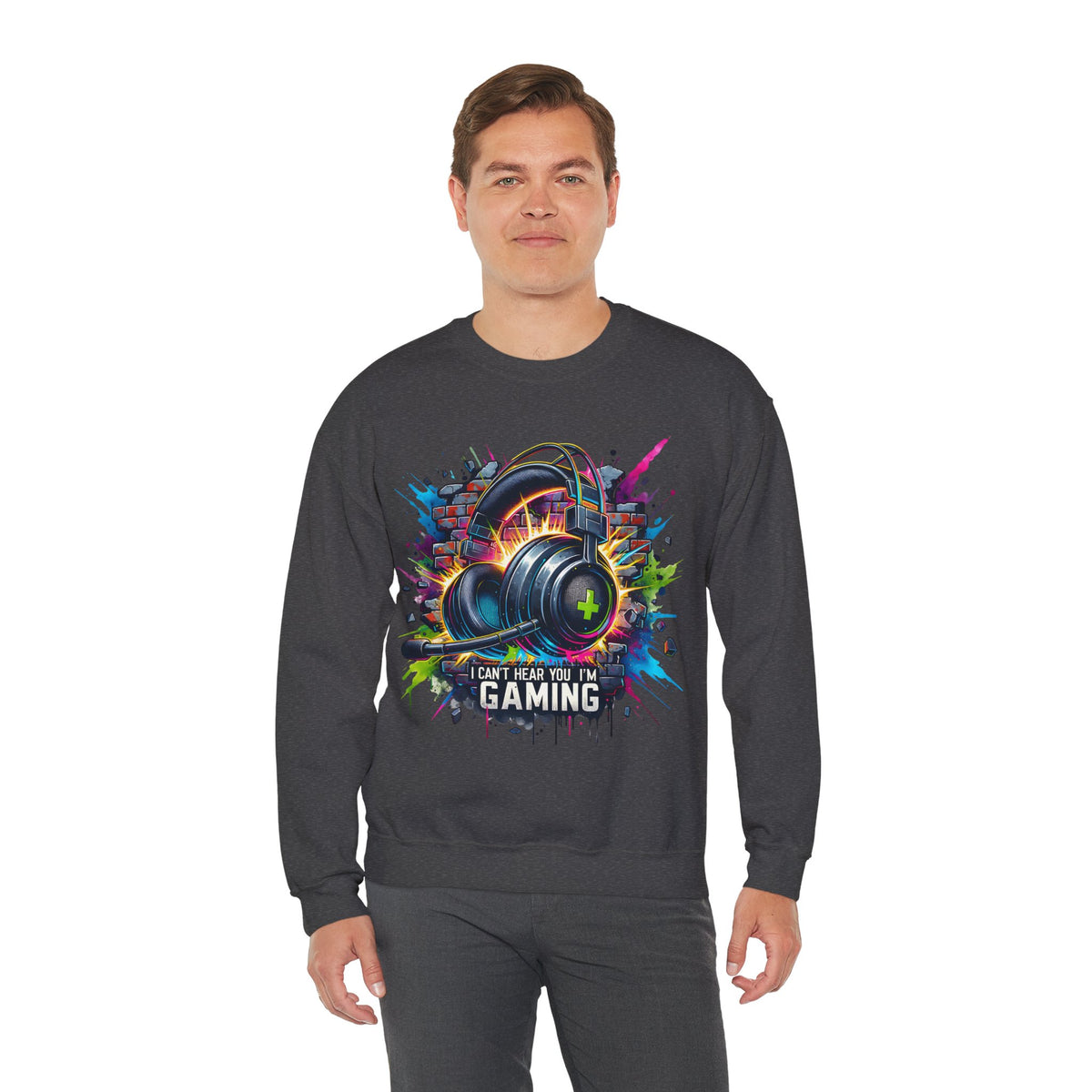 Gaming Headset I Can't Hear You, I'm Gaming – Gildan Heavy Blend | Trendy Women’s and Men's Soft Sweatshirt. Direct to Garment. Printed & Shipped in the USA. Unisex Sizes.