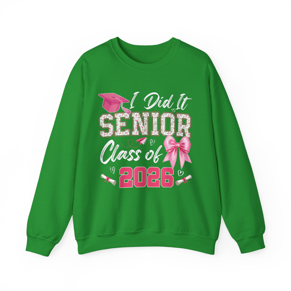 Class of 2026 I Did It Senior Coquette Bow Graduation – Gildan Heavy Blend | Trendy Women’s Soft Sweatshirt. Direct to Garment. Printed & Shipped in the USA. Unisex Sizes.