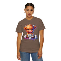 Sugar Addict Highland Cow - Comfort Colors | Trendy Women's T-Shirt. Direct to Garment. Printed & Shipped in the USA. Unisex Sizes.