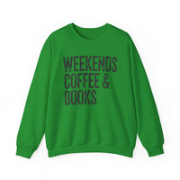 Weekends, Coffee & Books, Vintage – Gildan Heavy Blend | Trendy Women’s and Men's Soft Sweatshirt. Direct to Garment. Printed & Shipped in the USA. Unisex Sizes.