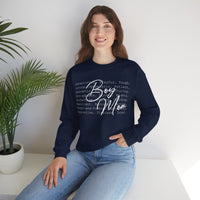 Boy Mom Typography – Gildan Heavy Blend | Trendy Women’s Soft Sweatshirt. Direct to Garment. Printed & Shipped in the USA. Unisex Sizes.
