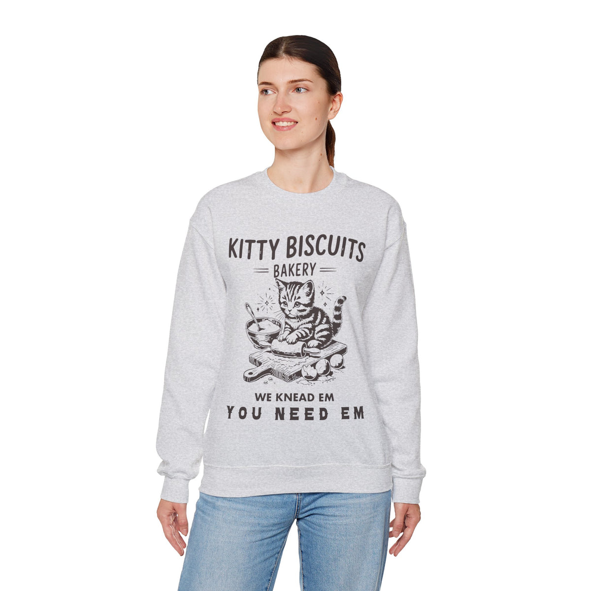 Kitty Biscuits Bakery – Gildan Heavy Blend | Trendy Women’s and Men's Soft Sweatshirt. Direct to Garment. Printed & Shipped in the USA. Unisex Sizes.