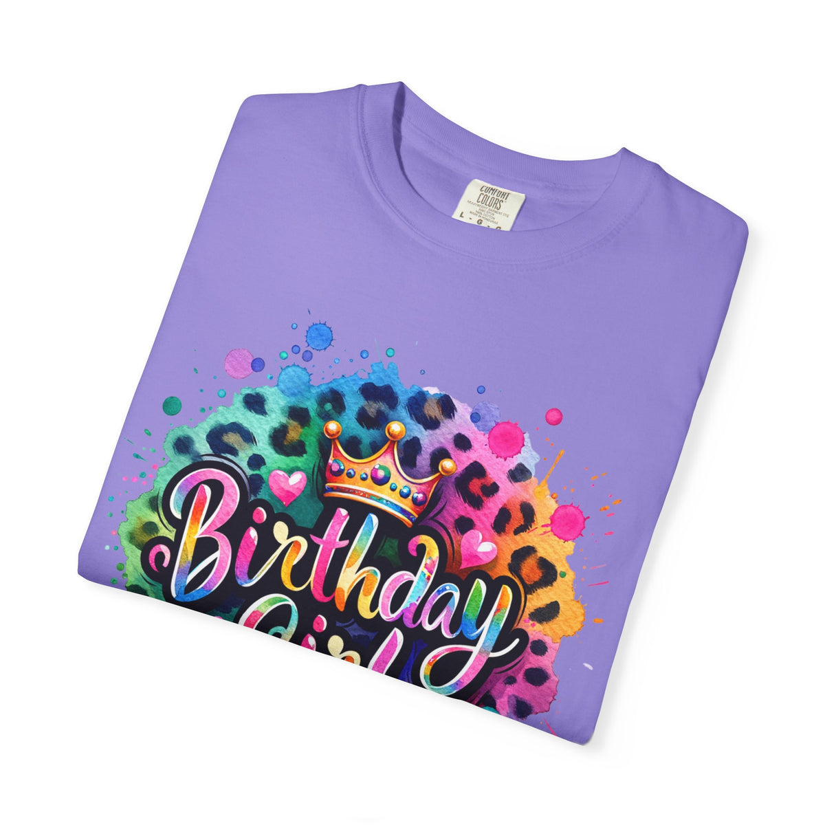 Birthday Girl, Neon Leopard - Comfort Colors | Trendy Women's T-Shirt. Direct to Garment. Printed & Shipped in the USA. Unisex Sizes.