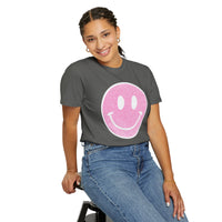 Faux Glitter Smiley - Comfort Colors | Trendy Women's T-Shirt. Direct to Garment. Printed & Shipped in the USA. Unisex Sizes.