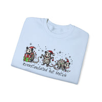 Overstimulated But Festive Christmas Possums – Gildan Heavy Blend | Trendy Women’s and Men's Soft Sweatshirt. Direct to Garment. Printed & Shipped in the USA. Unisex Sizes.