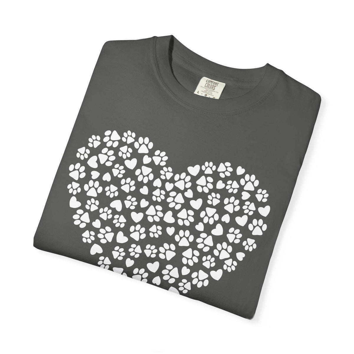 Dog Paw Heart - Comfort Colors | Trendy Women's T-Shirt. Direct to Garment. Printed & Shipped in the USA. Unisex Sizes.