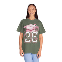 Pink Coquette, Class of 2026 Graduation Cap - Comfort Colors | Trendy Women's T-Shirt. Direct to Garment. Printed & Shipped in the USA. Unisex Sizes.