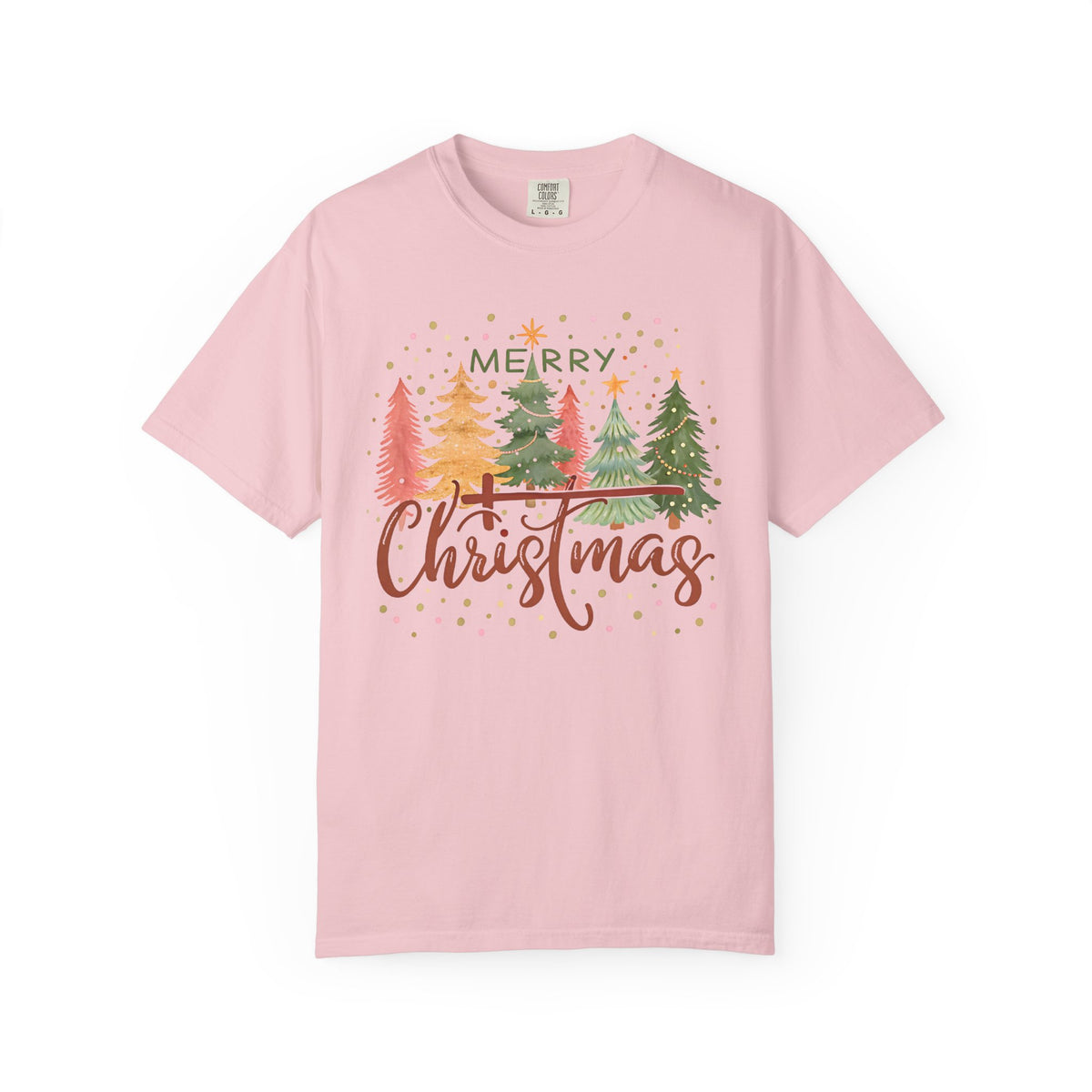 Merry ChrisTmas - Christian Faith - Comfort Colors | Trendy Women's T-Shirt. Direct to Garment. Printed & Shipped in the USA. Unisex Sizes.