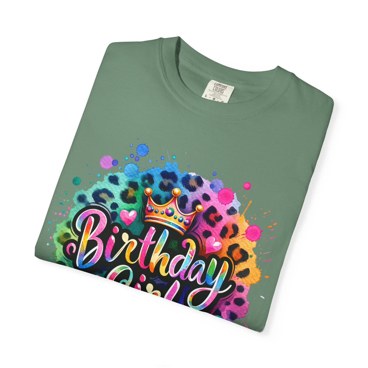 Birthday Girl, Neon Leopard - Comfort Colors | Trendy Women's T-Shirt. Direct to Garment. Printed & Shipped in the USA. Unisex Sizes.