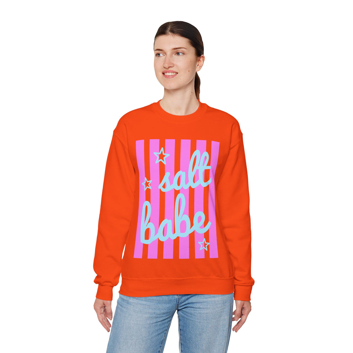 Salt Babe – Gildan Heavy Blend | Trendy Women’s Soft Sweatshirt. Direct to Garment. Printed & Shipped in the USA. Unisex Sizes.